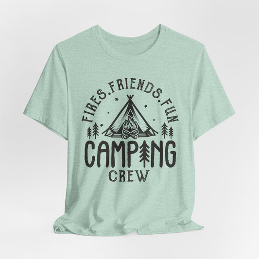 Fires Friends Fun Camping Crew Tee
