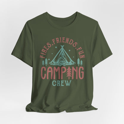Fires Friends Fun Camping Crew Tee