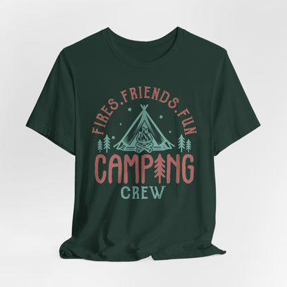 Fires Friends Fun Camping Crew Tee